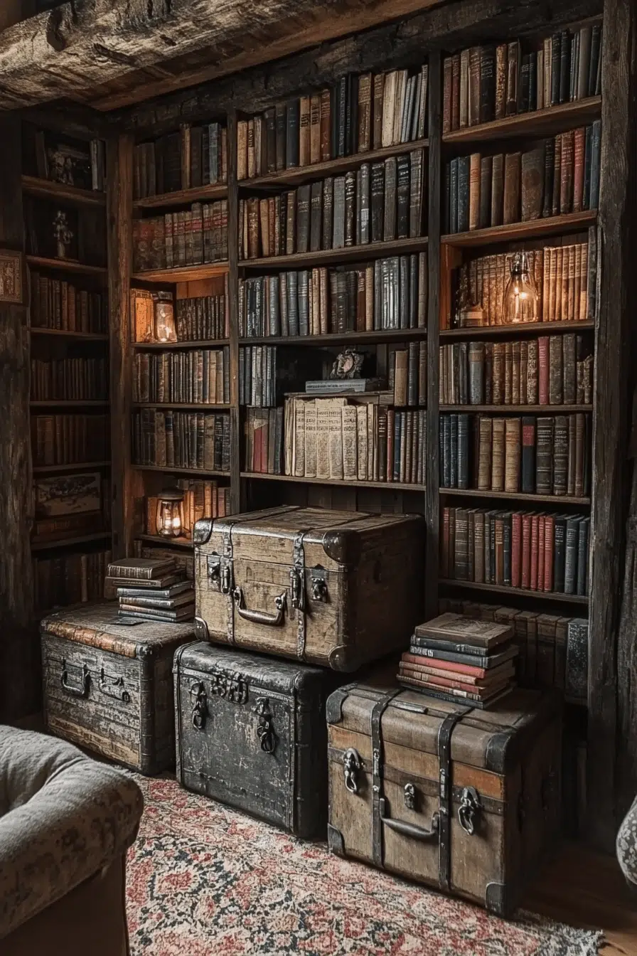 25 Bookshelf Ideas To Make Your Space Feel Organized And Chic 14 Trunk Inspired Book Display