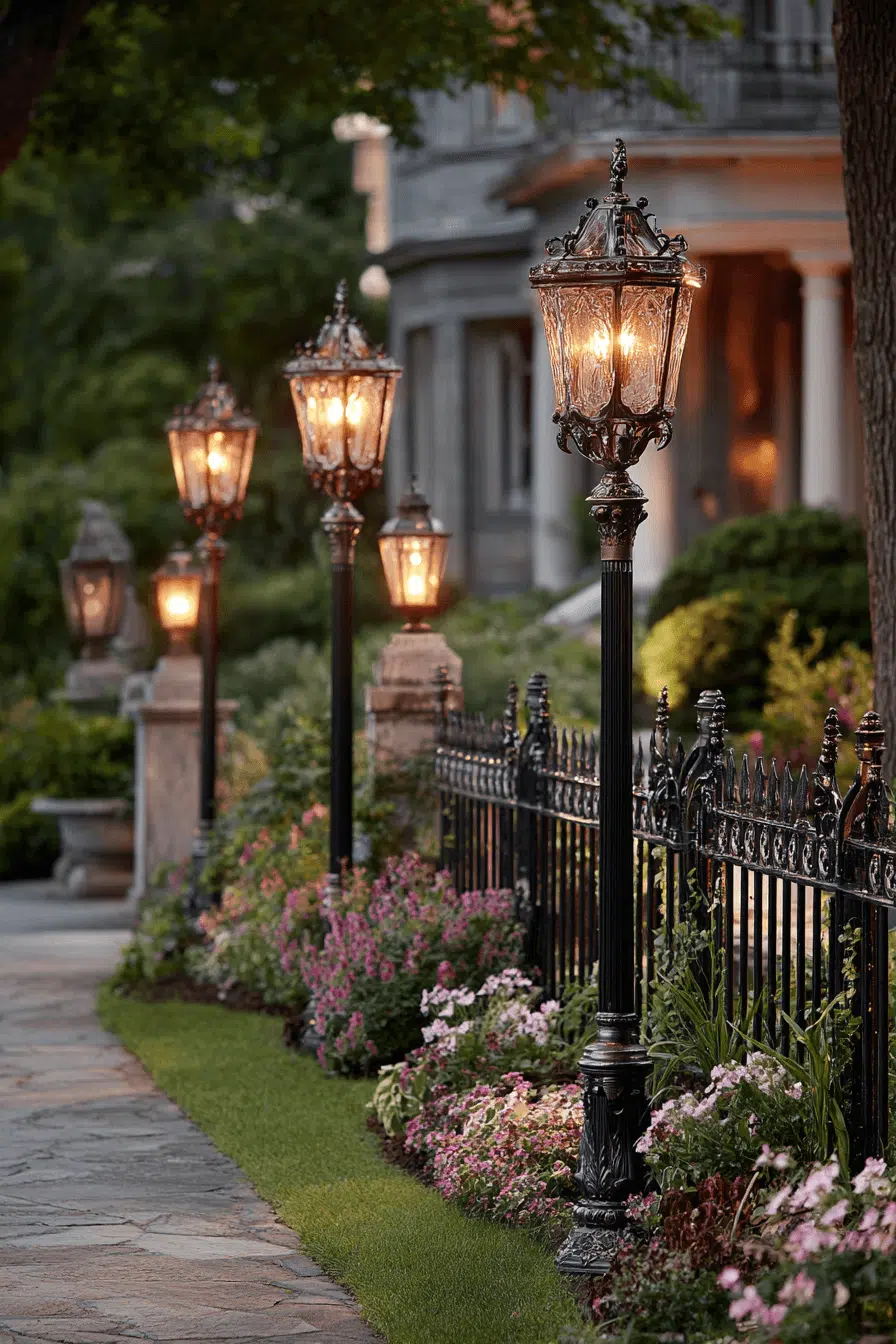 25 Antique Yard Decor Ideas For A Classic Vintage Vibe 14 Vintage Gilded Light Fixtures