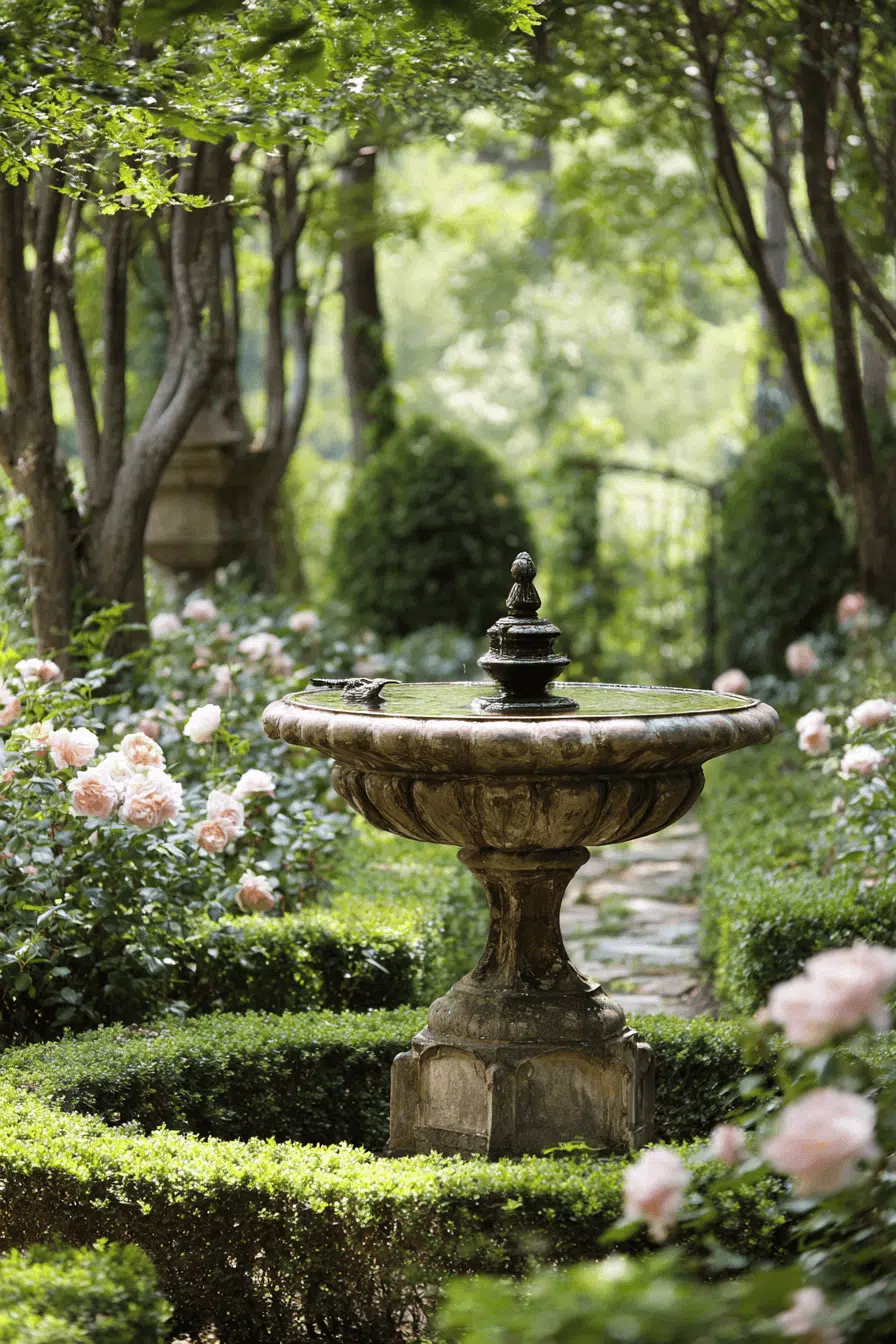 25 Antique Yard Decor Ideas For A Classic Vintage Vibe 15 Baroque Birdbath Garden Moment