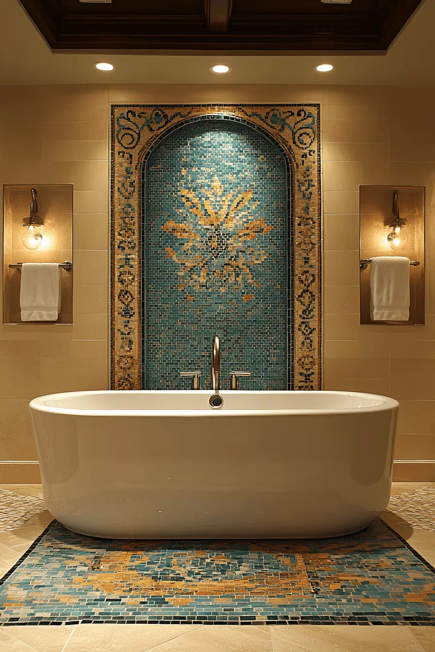 25 Luxury Bathroom Design Ideas To Create A Truly Serene Space 15 Mosaic Accent Wall Drama