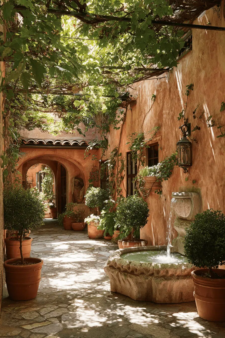 25 Antique Yard Decor Ideas For A Classic Vintage Vibe 17 Mediterranean Garden Courtyard Scenes