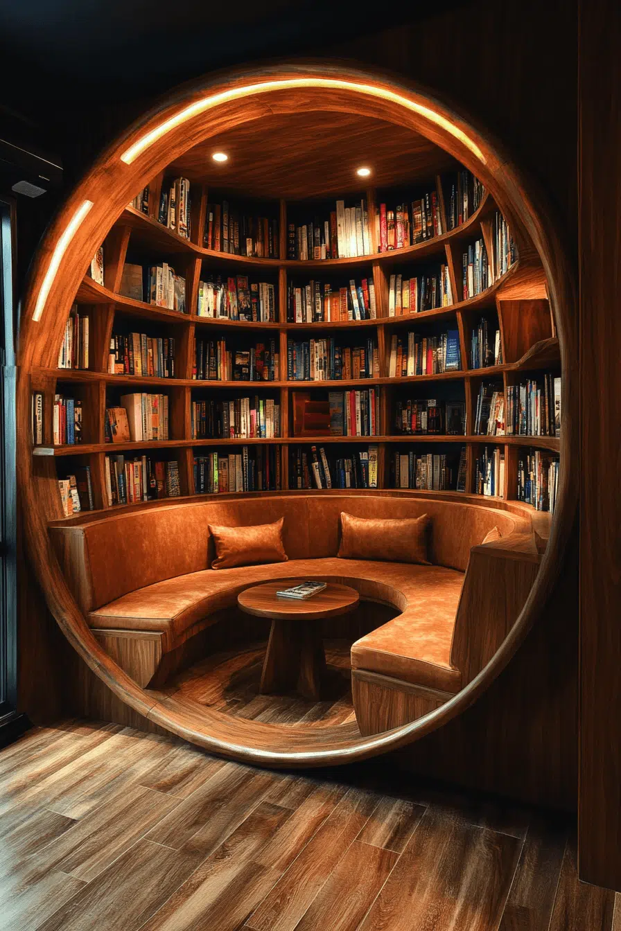 25 Bookshelf Ideas To Make Your Space Feel Organized And Chic 18 Circular Wall Book Feature