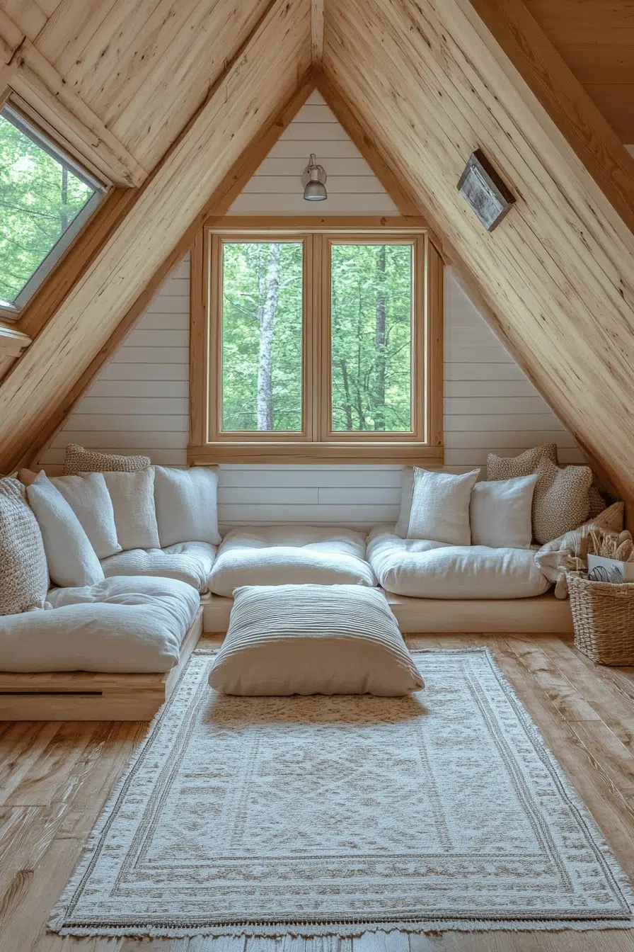 25 Little Cabin Living Room Looks That Bring Charm And Comfort 18 Lofty Cabin Living Nook
