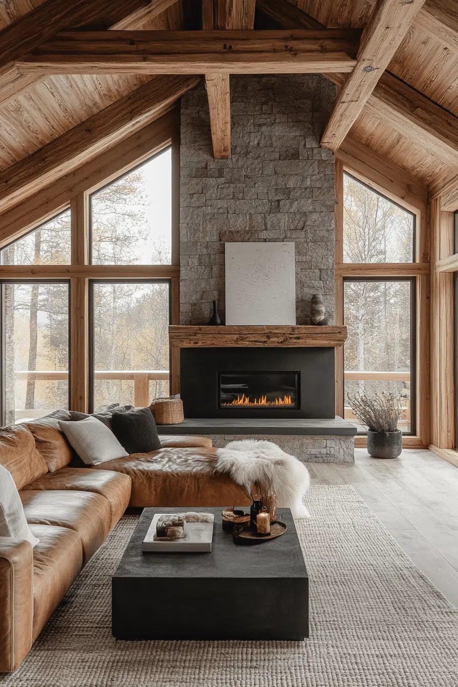 25 Little Cabin Living Room Looks That Bring Charm And Comfort 2 Rustic Chic Cabin Lounge