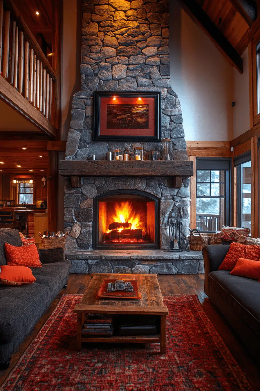 25 Little Cabin Living Room Looks That Bring Charm And Comfort 21 Gathering Spot Cabin Hearth