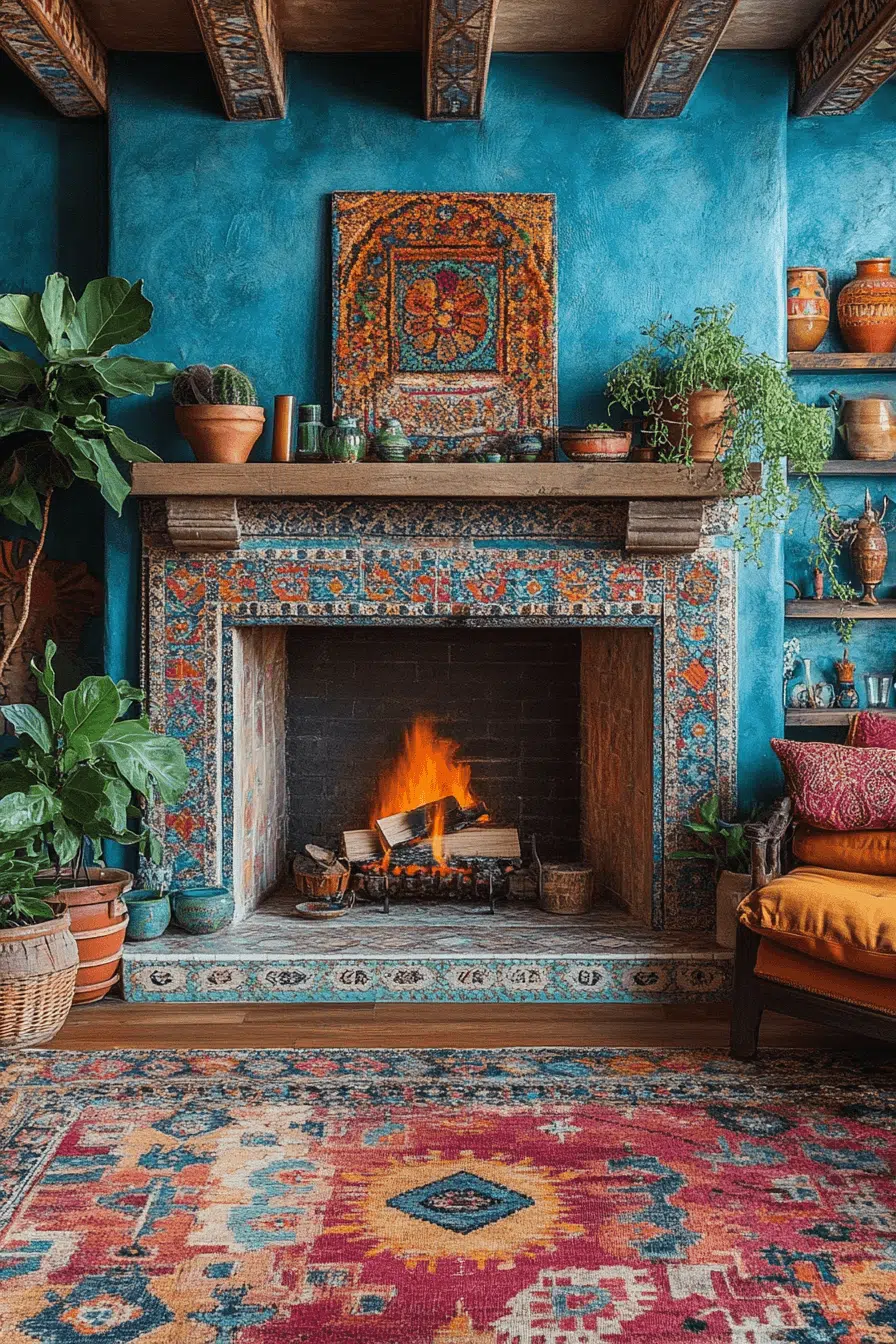 25 Fireplace Interior Ideas To Create A Beautiful Focal Point 22 Boho Chic Hearth Decor