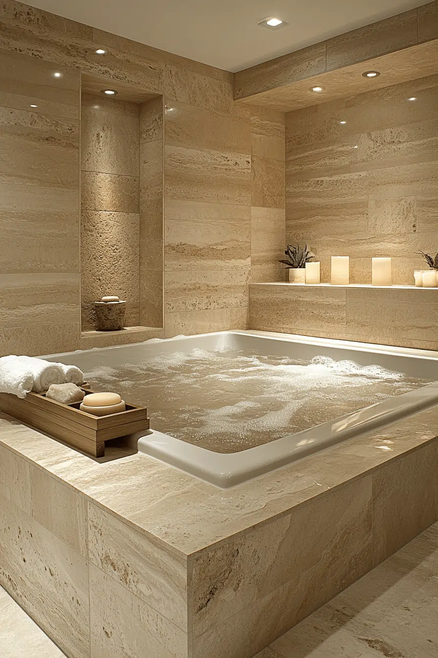 25 Luxury Bathroom Design Ideas To Create A Truly Serene Space 22 Serene Sandstone Retreat Mood