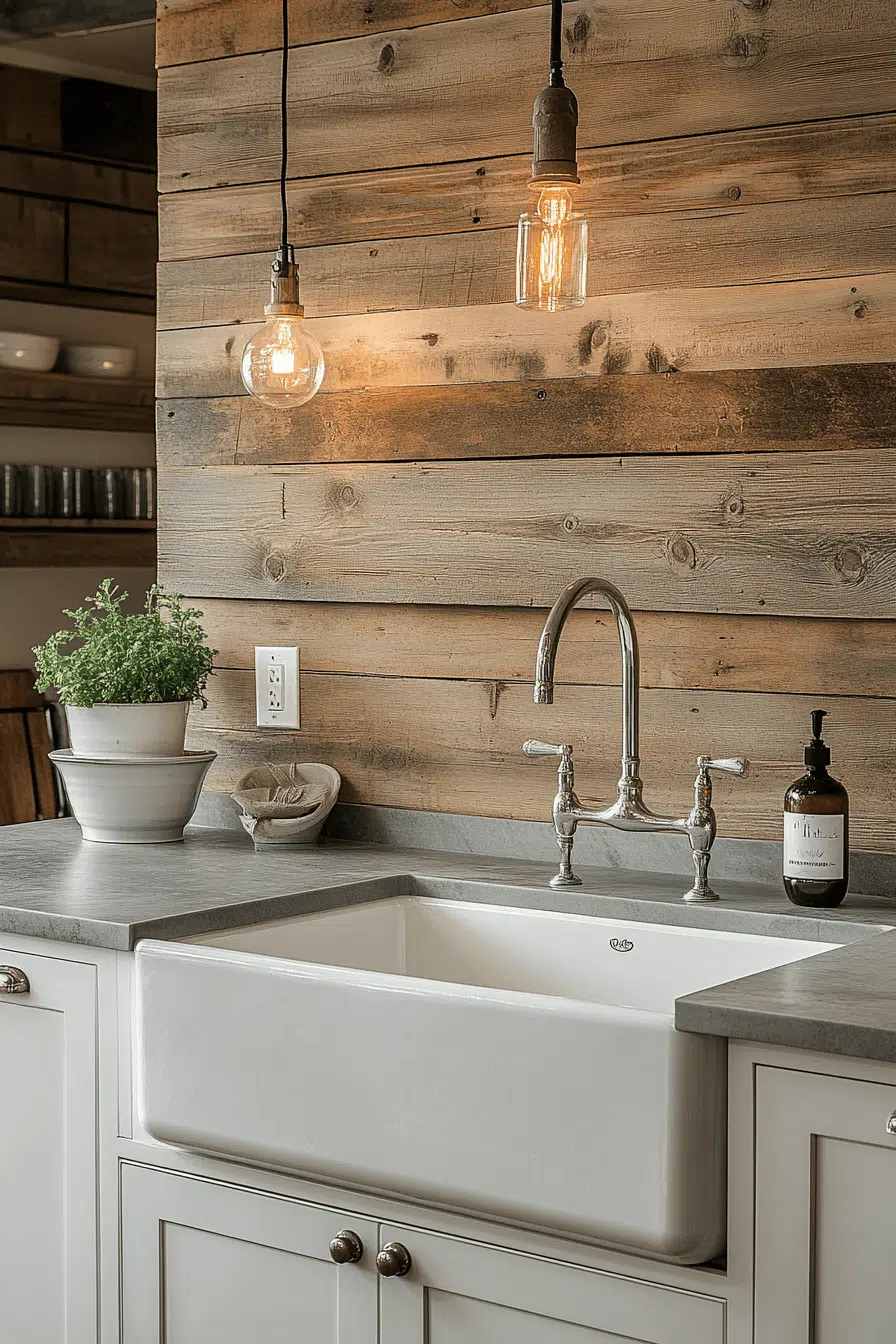 25 Backsplash Kitchen Ideas That Brighten Up Any Room 24 Farmhouse Plank Backsplash Look