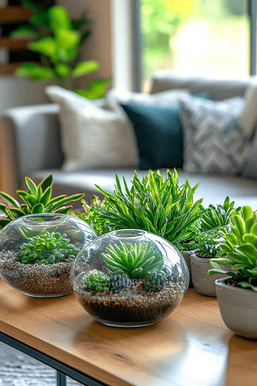 25 Coffee Table Decor Ideas That Feel Fresh And Creative 24 Greenery In Glass Display