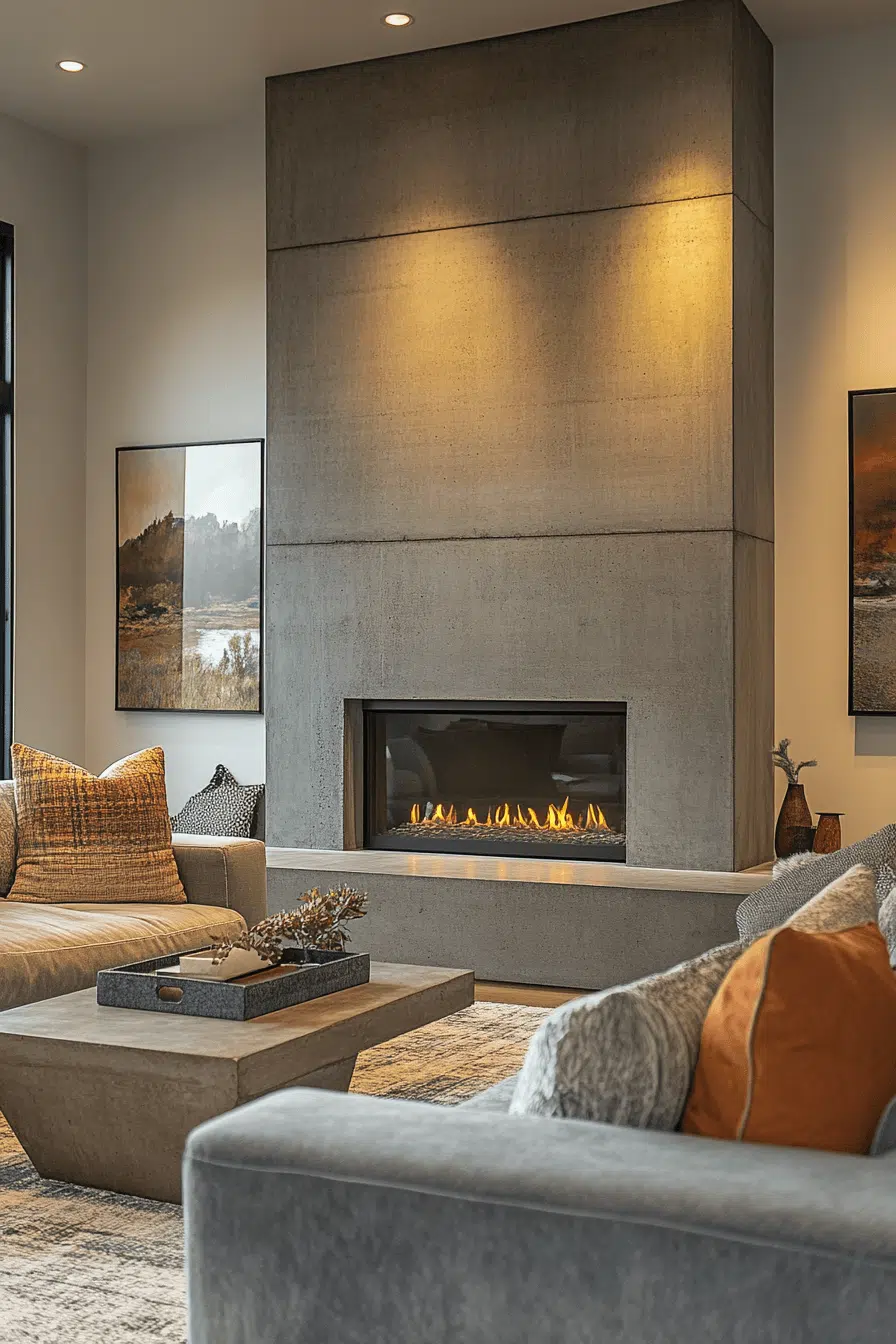 25 Fireplace Interior Ideas To Create A Beautiful Focal Point 24 Polished Concrete Fireplace Design