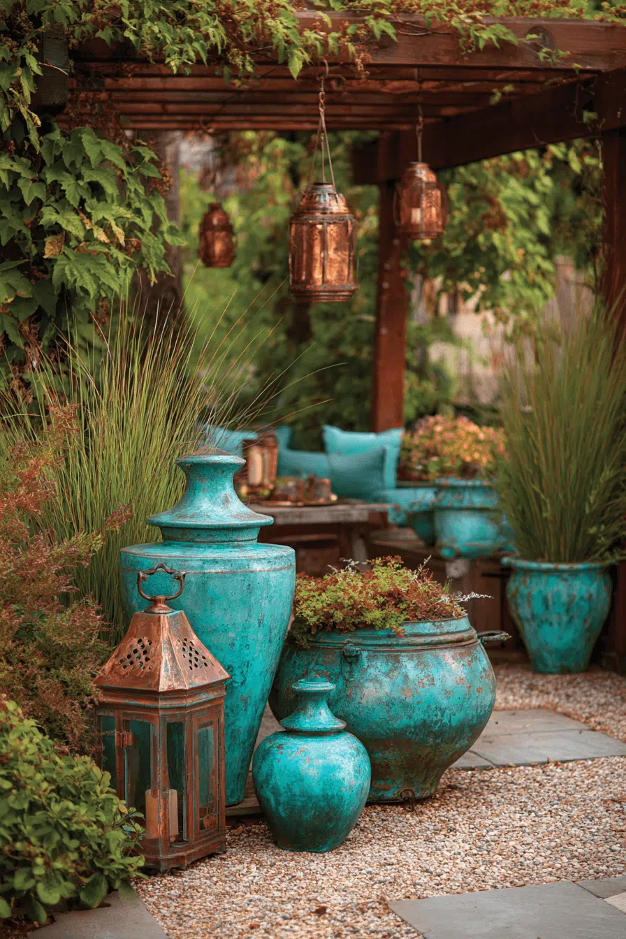 25 Antique Yard Decor Ideas For A Classic Vintage Vibe 25 Aged Copper Outdoor Details