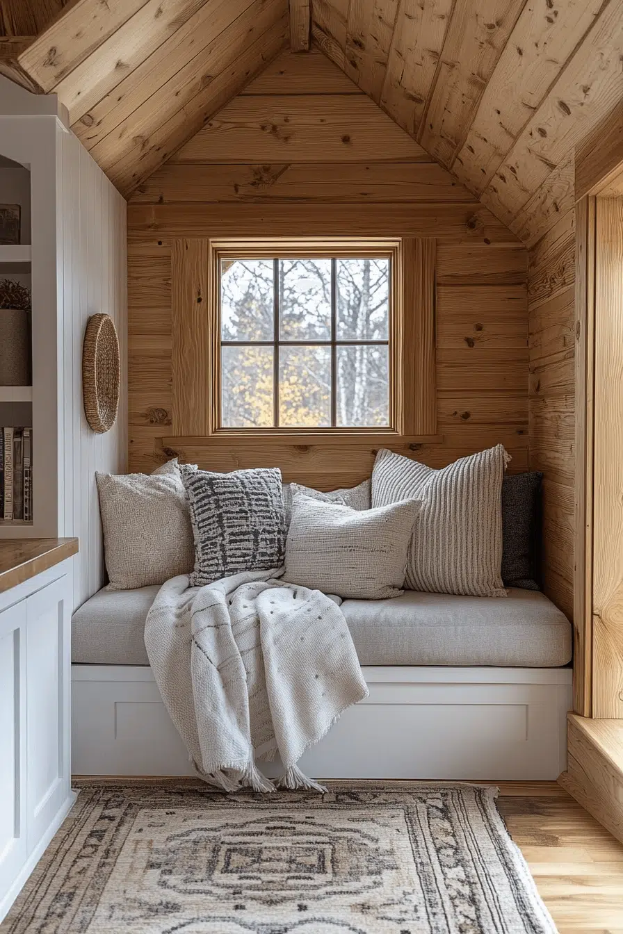 25 Little Cabin Living Room Looks That Bring Charm And Comfort 25 Cabin Nook Lounge Escape