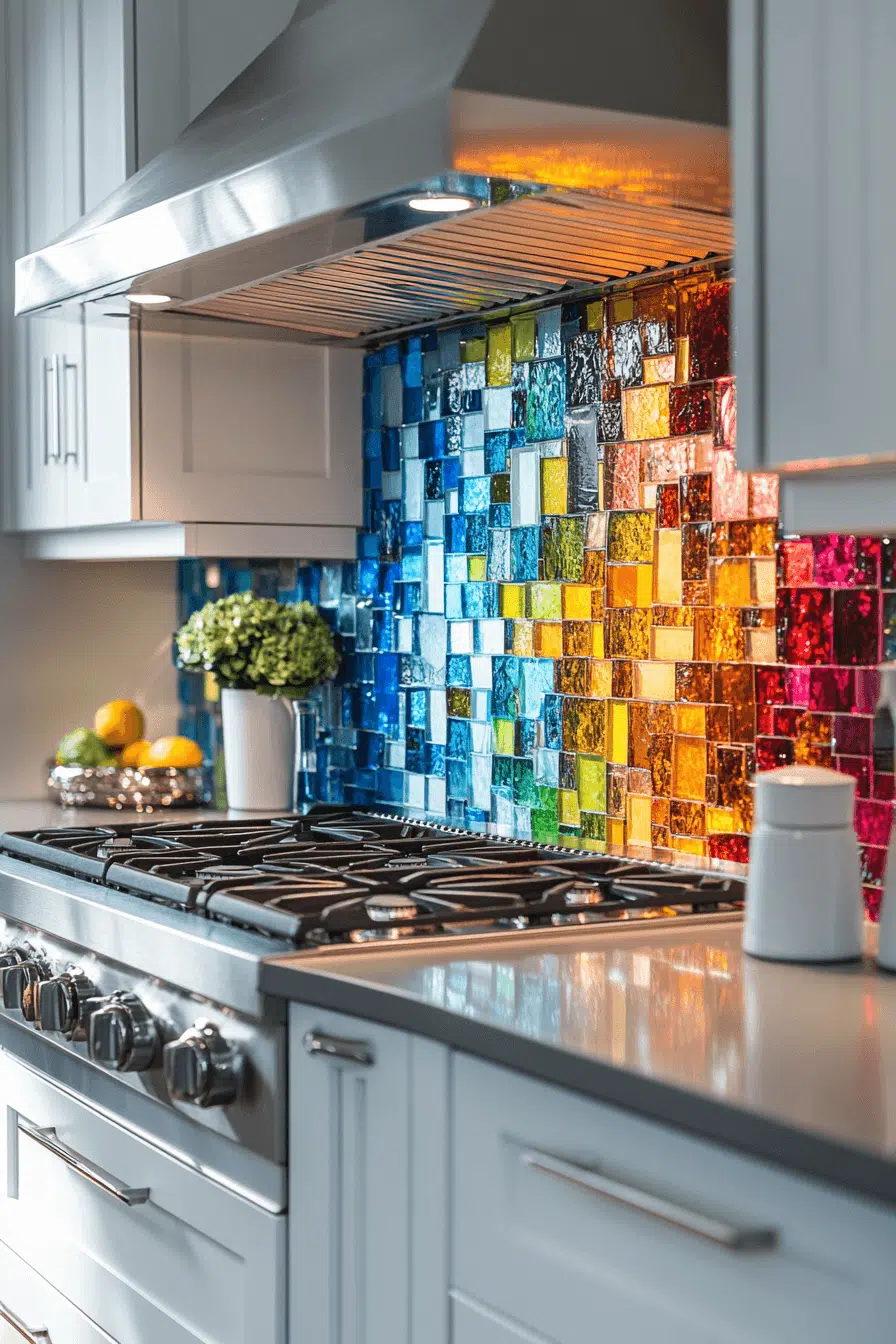 25 Backsplash Kitchen Ideas That Brighten Up Any Room 3 Glass Mosaic Kitchen Magic