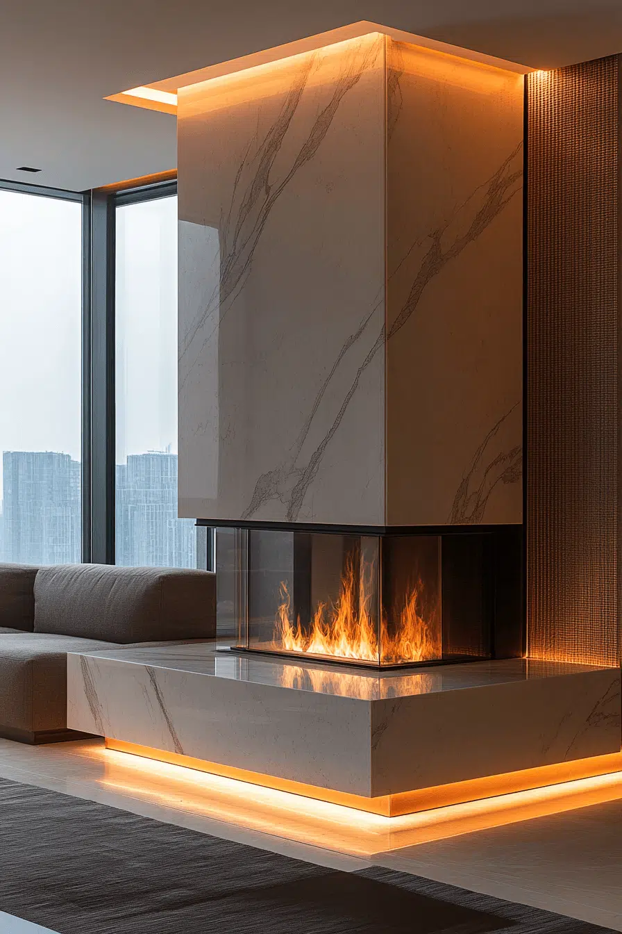 25 Fireplace Interior Ideas To Create A Beautiful Focal Point 3 Sleek Marble Fireplace Design