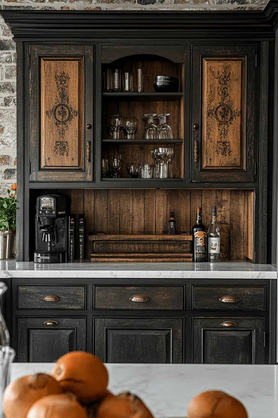 25 Antique Farmhouse Decor Ideas For A Relaxed Country Home Feel 6 Timeworn Kitchen Cabinet Charm