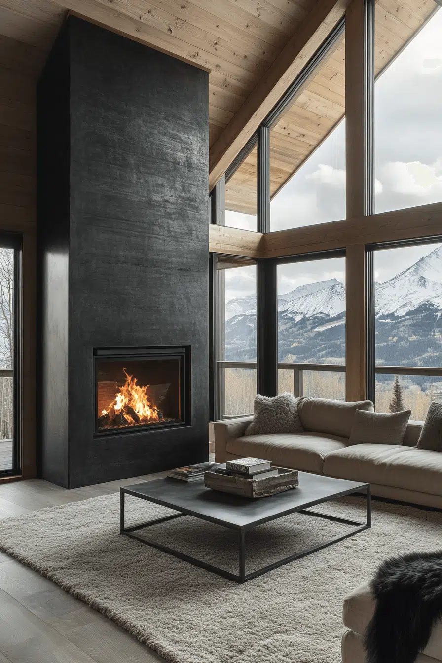 25 Little Cabin Living Room Looks That Bring Charm And Comfort 7 Sleek Alpine Cabin Interior