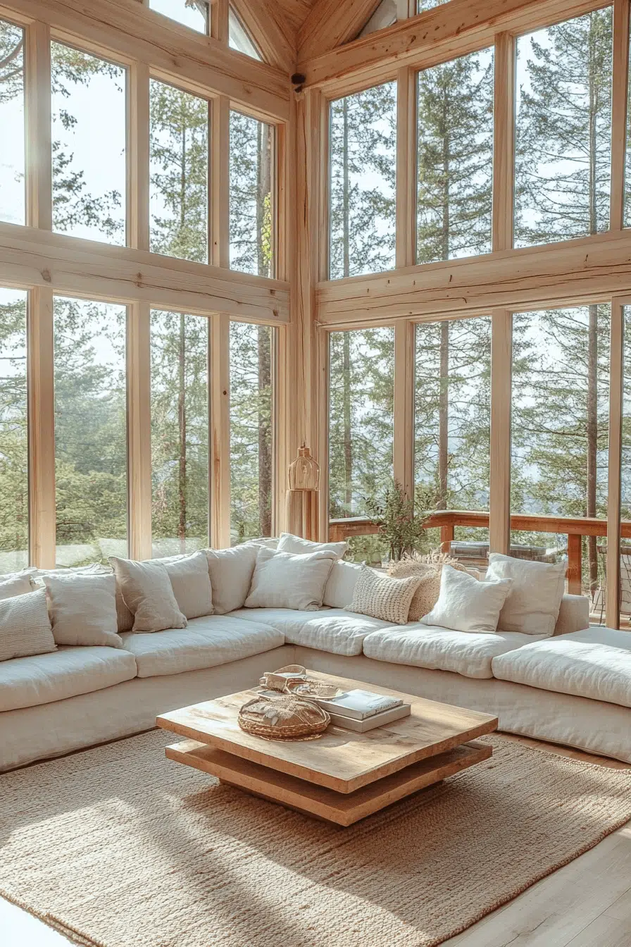25 Little Cabin Living Room Looks That Bring Charm And Comfort 8 Bright Open Cabin Room