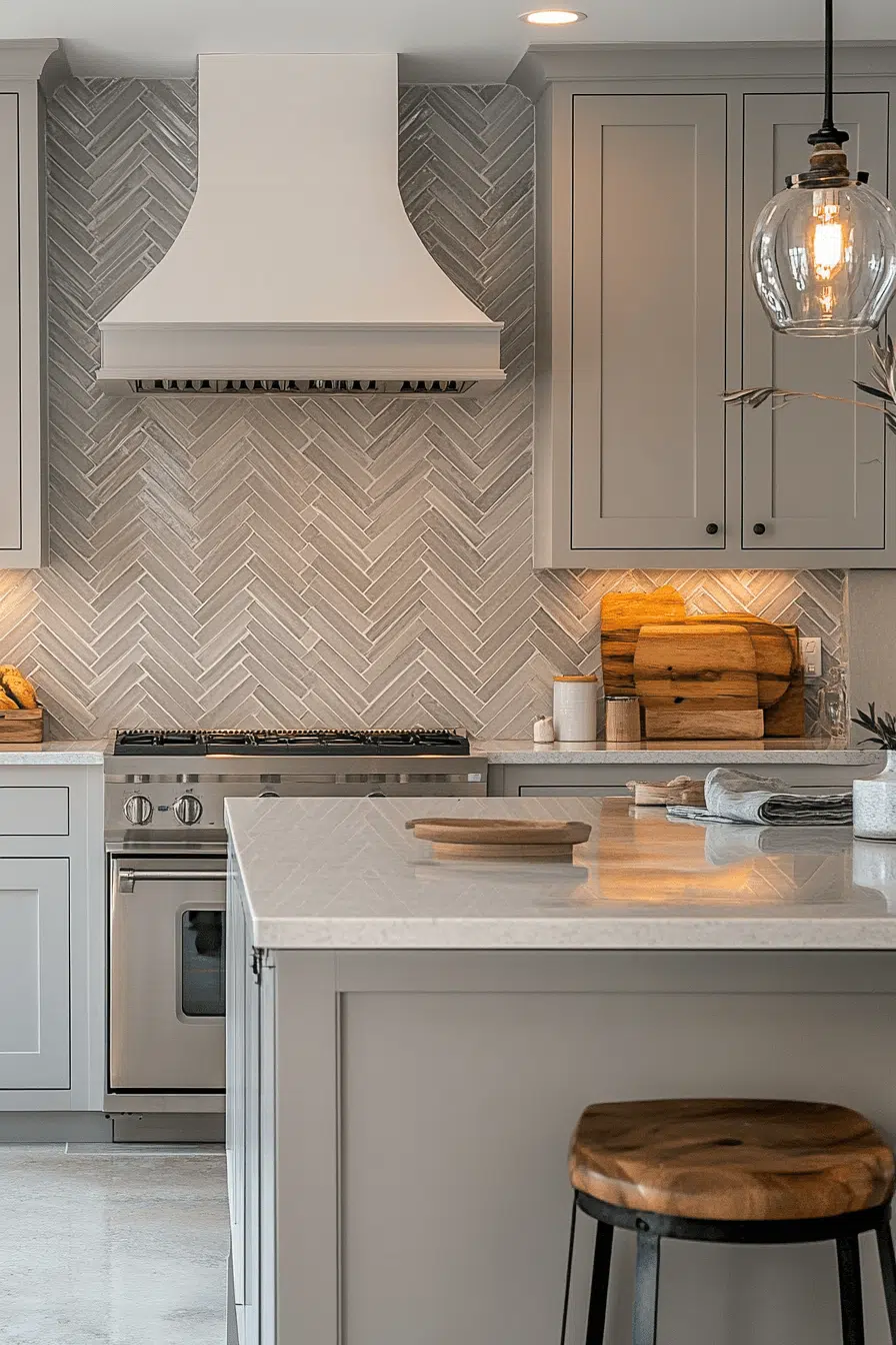 25 Backsplash Kitchen Ideas That Brighten Up Any Room 8 Chevron Accent Kitchen Backsplash