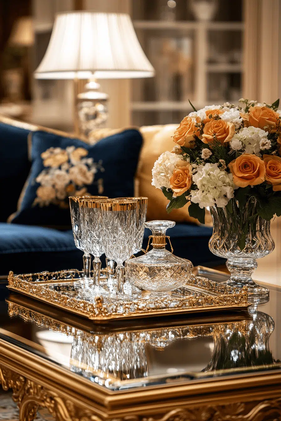 25 Coffee Table Decor Ideas That Feel Fresh And Creative 8 Glam Gold Table Setting