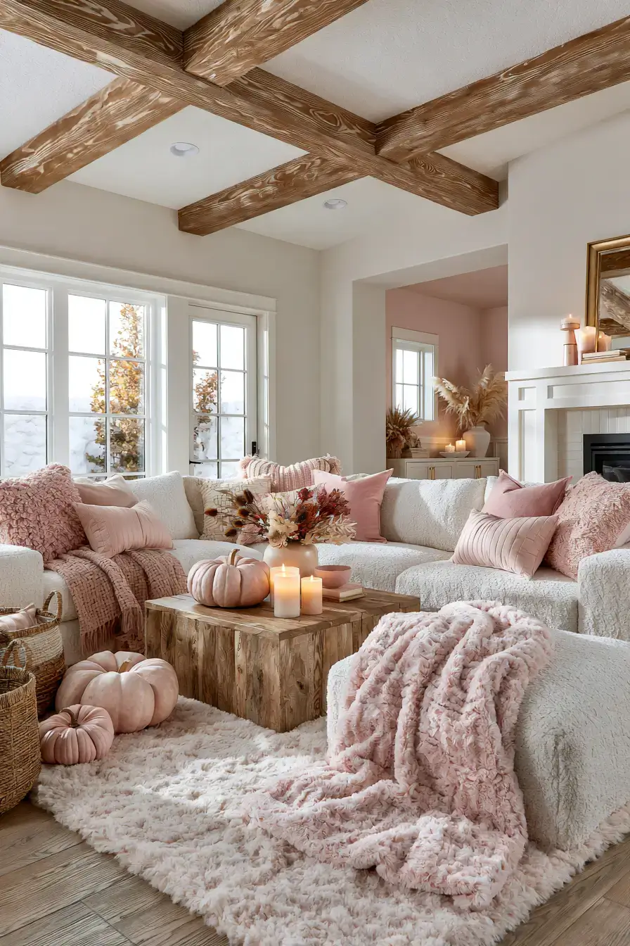 pink fall decor 1 Blush Living Room