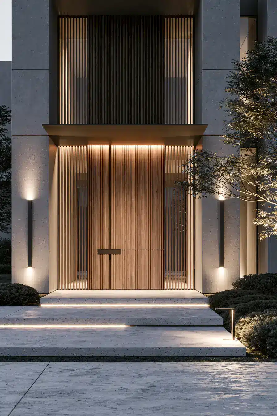 Main Entrance Door Design 10 Contemporary Slatted Door