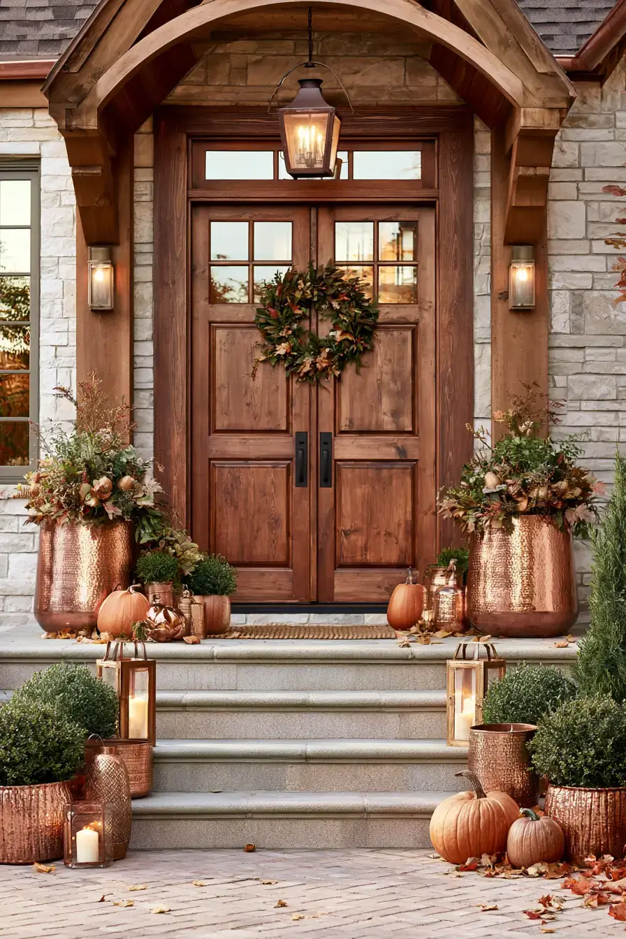fall outdoor decor 10 Copper Leaf Entry