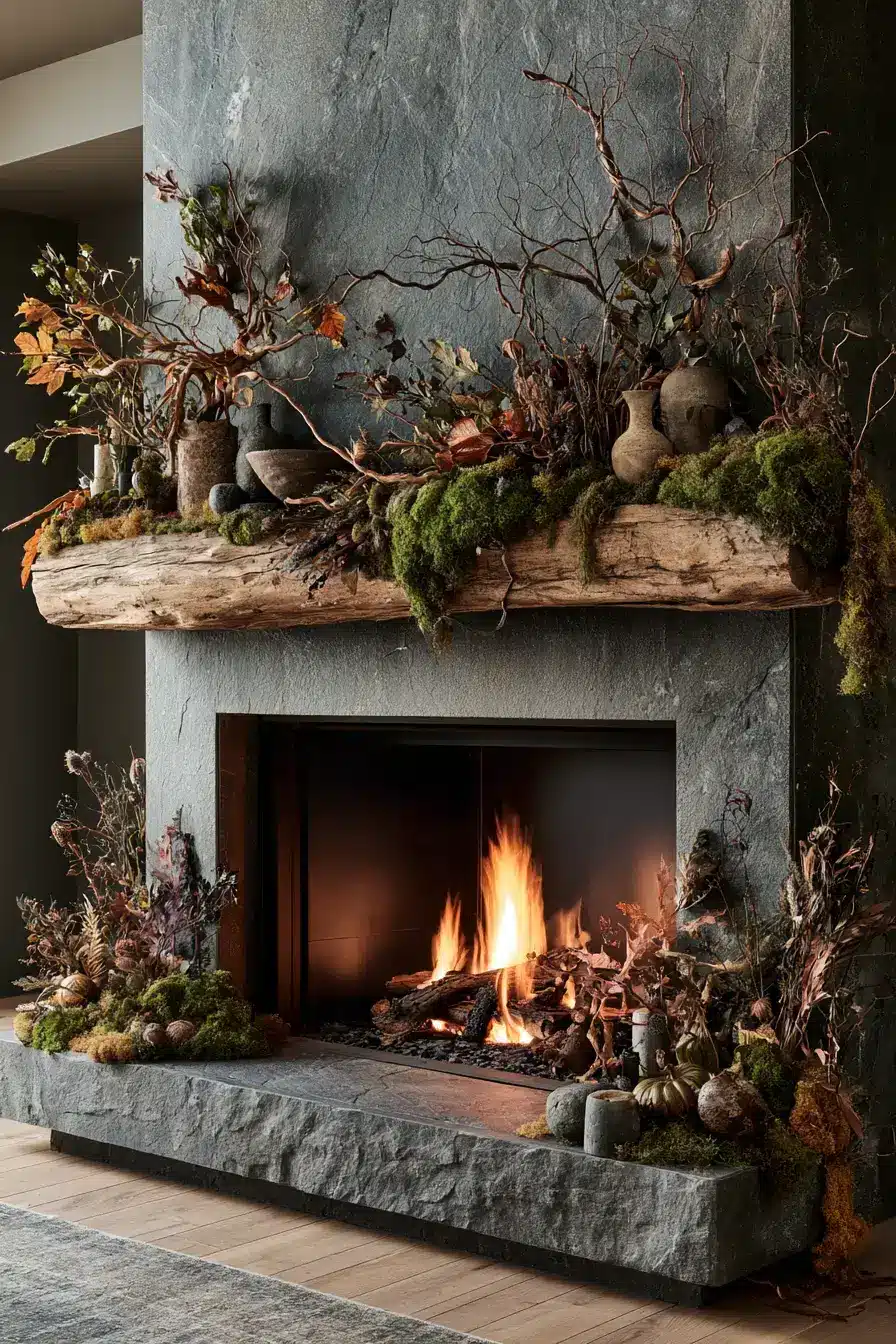 autumn fireplace decor 10 Forest Floor Styling