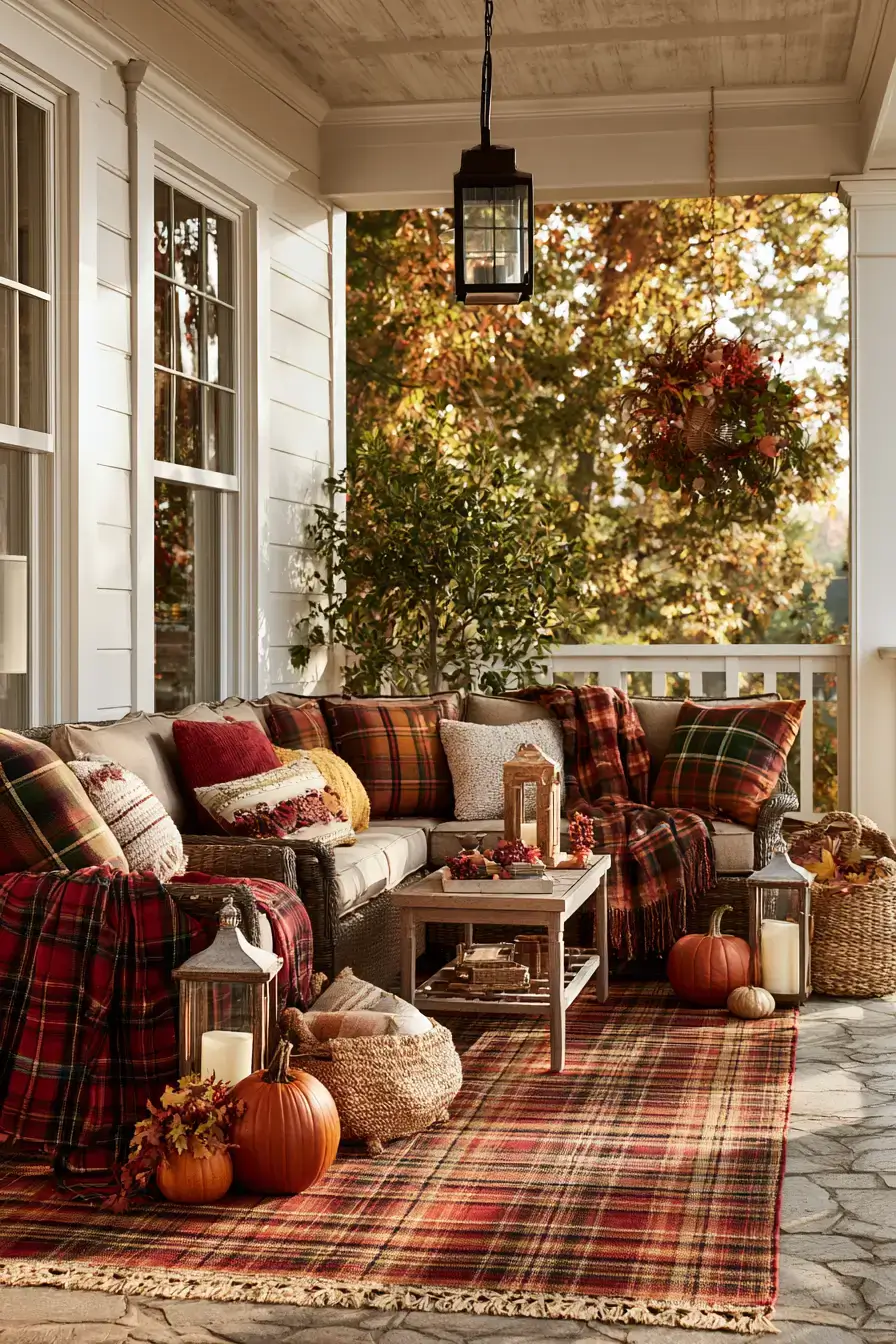 fall porch decor 10 Plaid Porch Moment