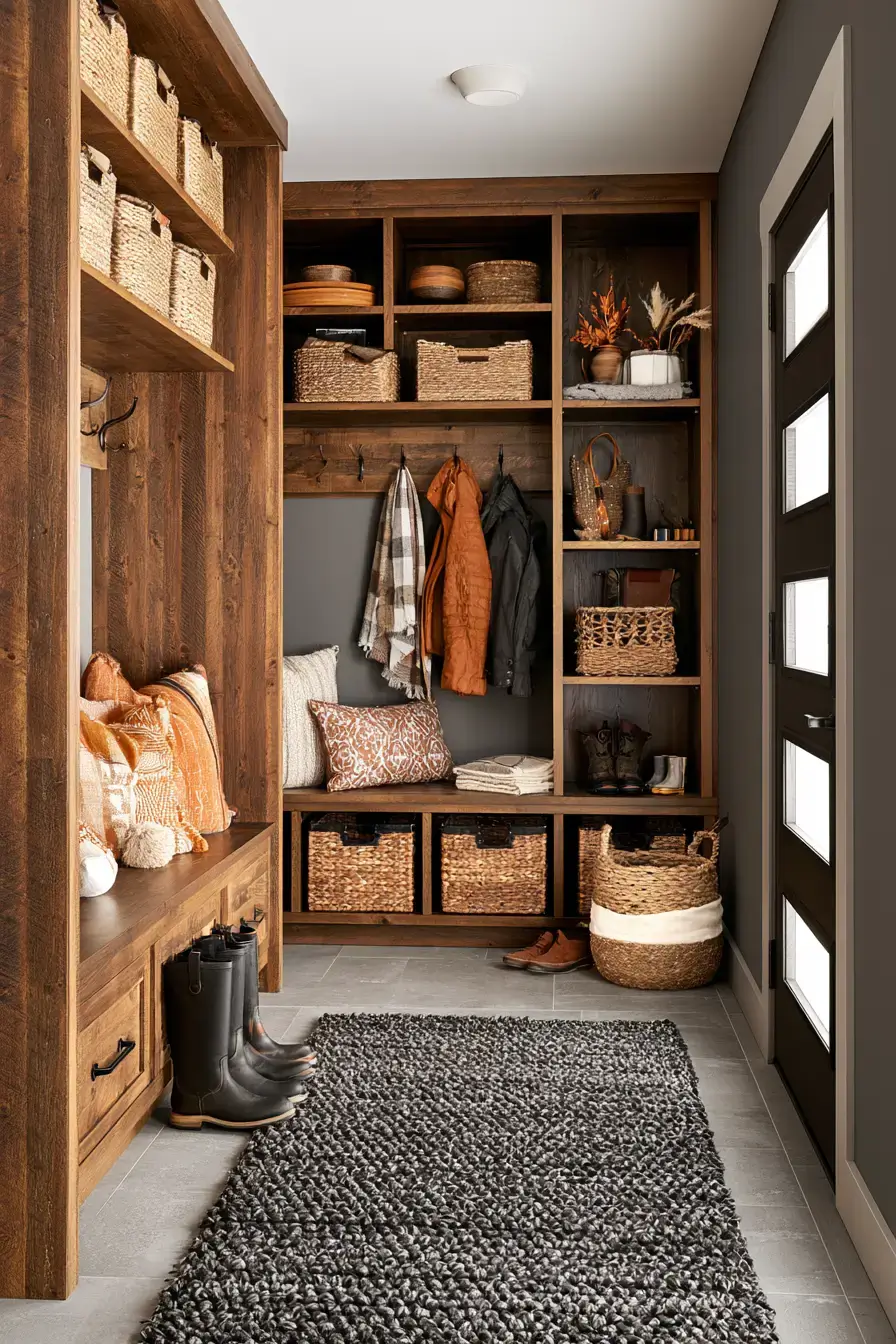 fall room decor 10 Rustic Mudroom Drop Zone