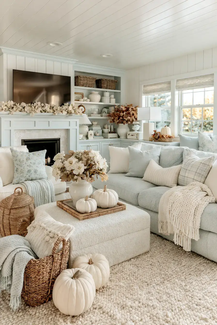 blue and white fall decor 11 Cottage Blue Harvest