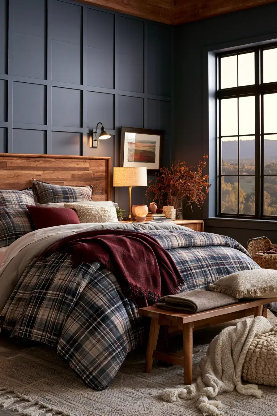 fall bedroom decor 11 Warm Plaid Escape