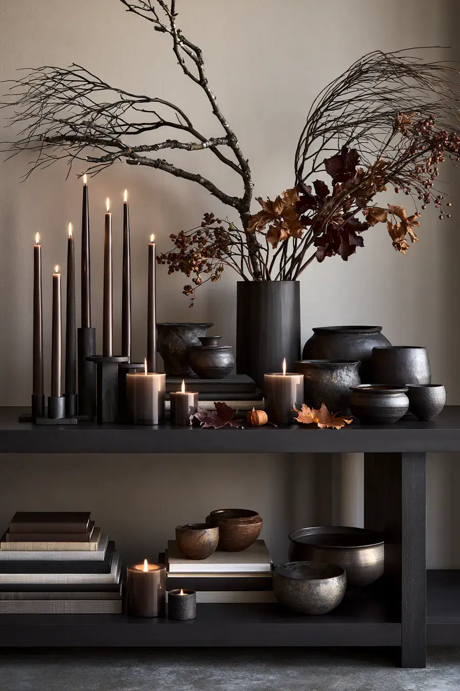 moody fall decor 12 Charcoal Fall Vignettes