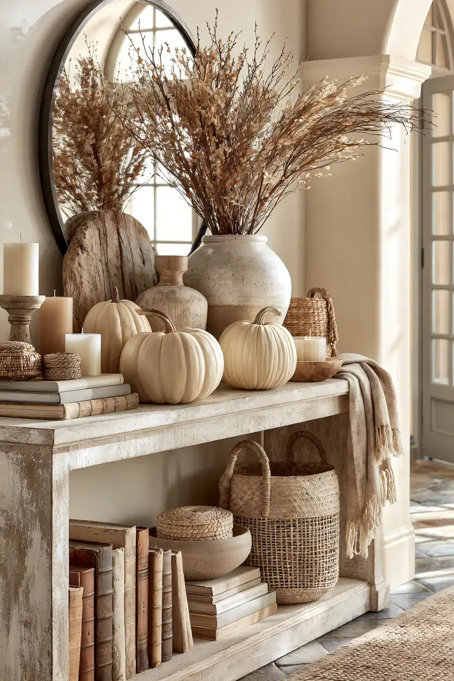 neutral fall decor 12 Rustic Neutral Vignette