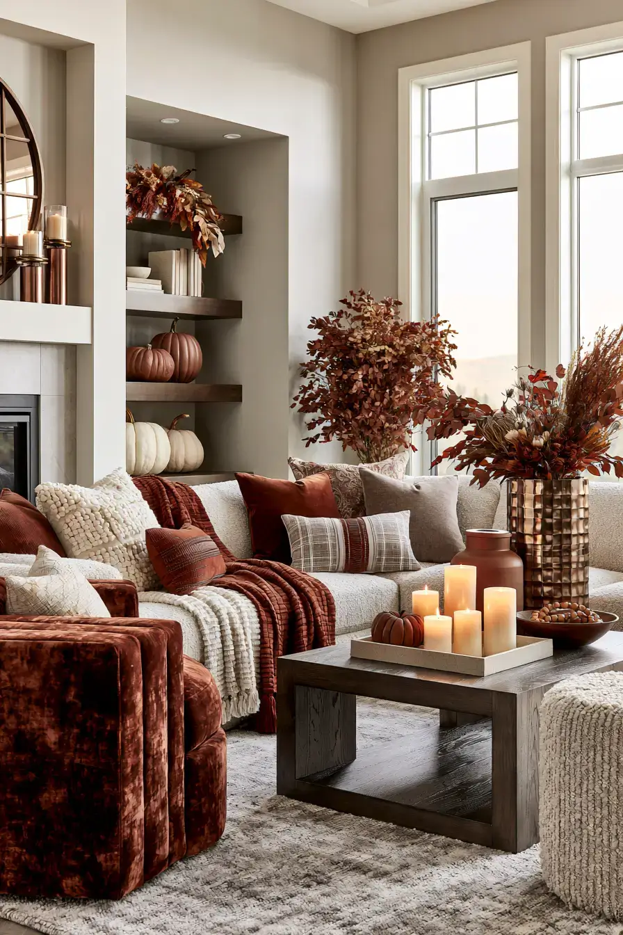 elegant fall decor 12 Warm Velvet Sitting Room