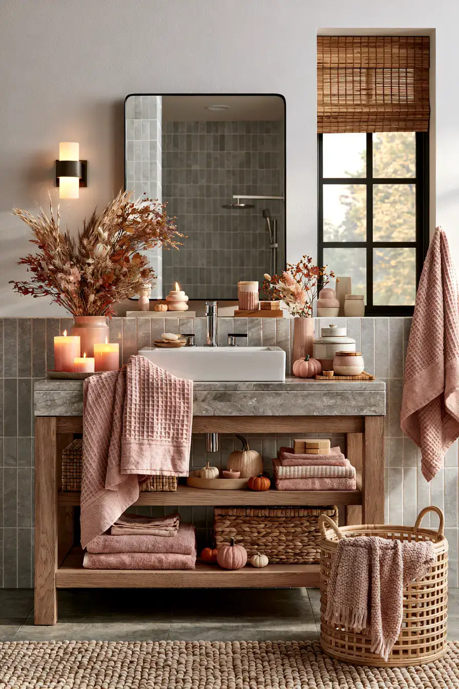 pink fall decor 13 Blush Bathroom Retreat