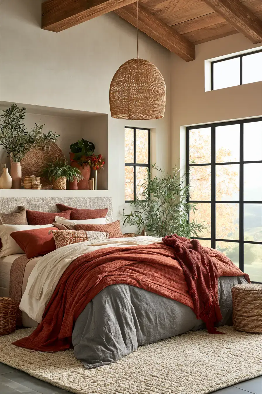 fall bedroom decor 13 Earthy Boho Bedroom