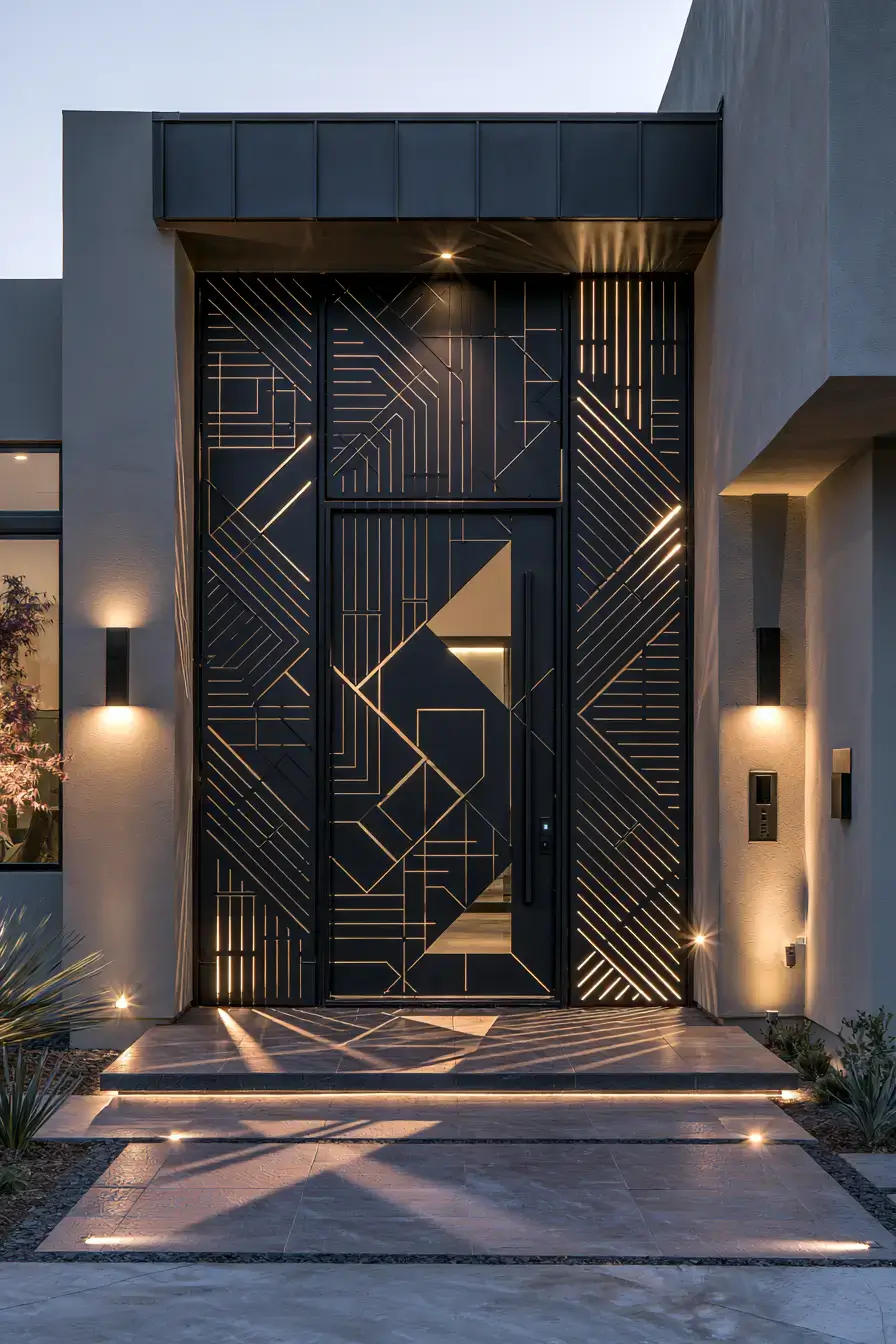 Main Entrance Door Design 13 Geometric Metal Entrance