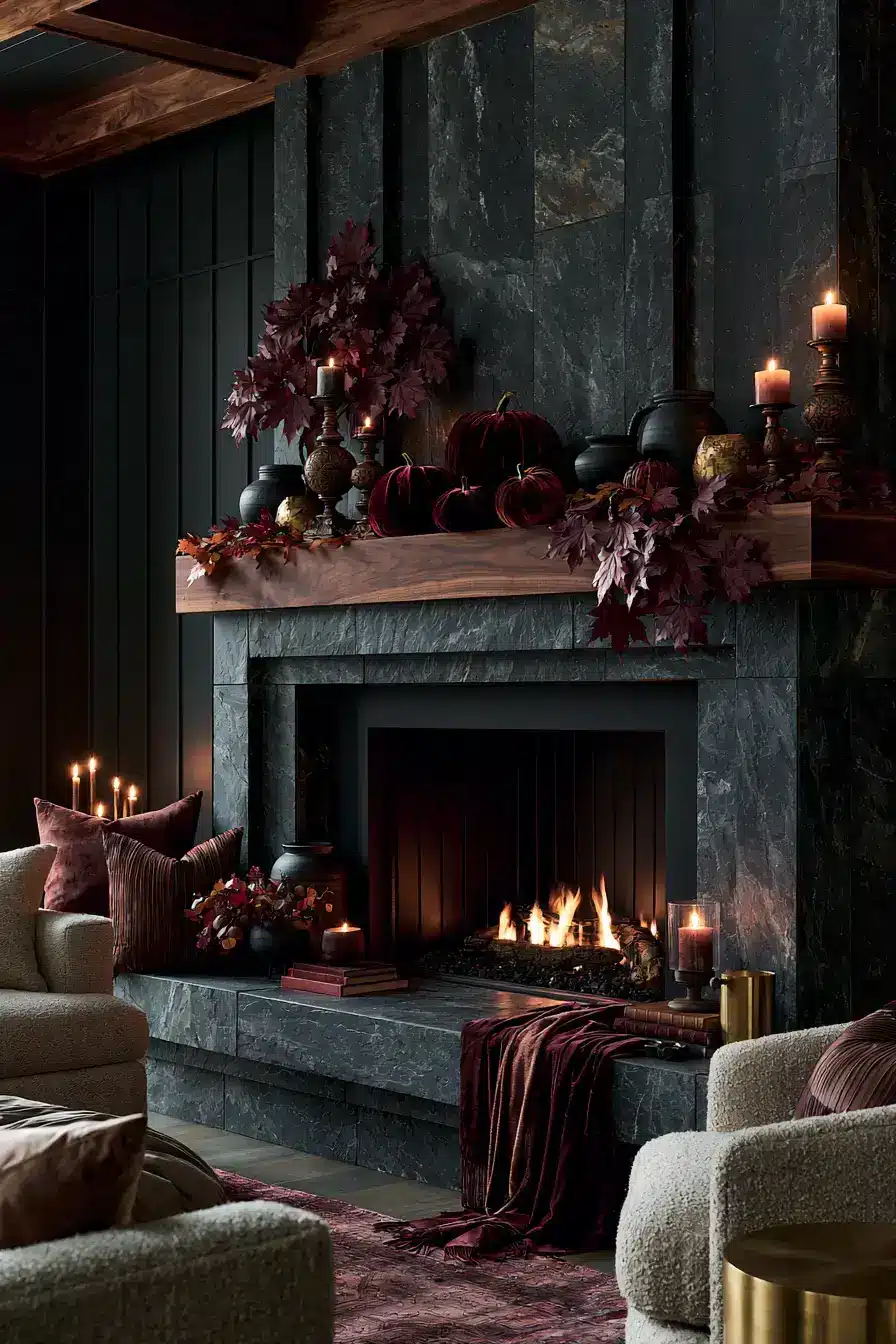 autumn fireplace decor 13 Moody Maple Hearth