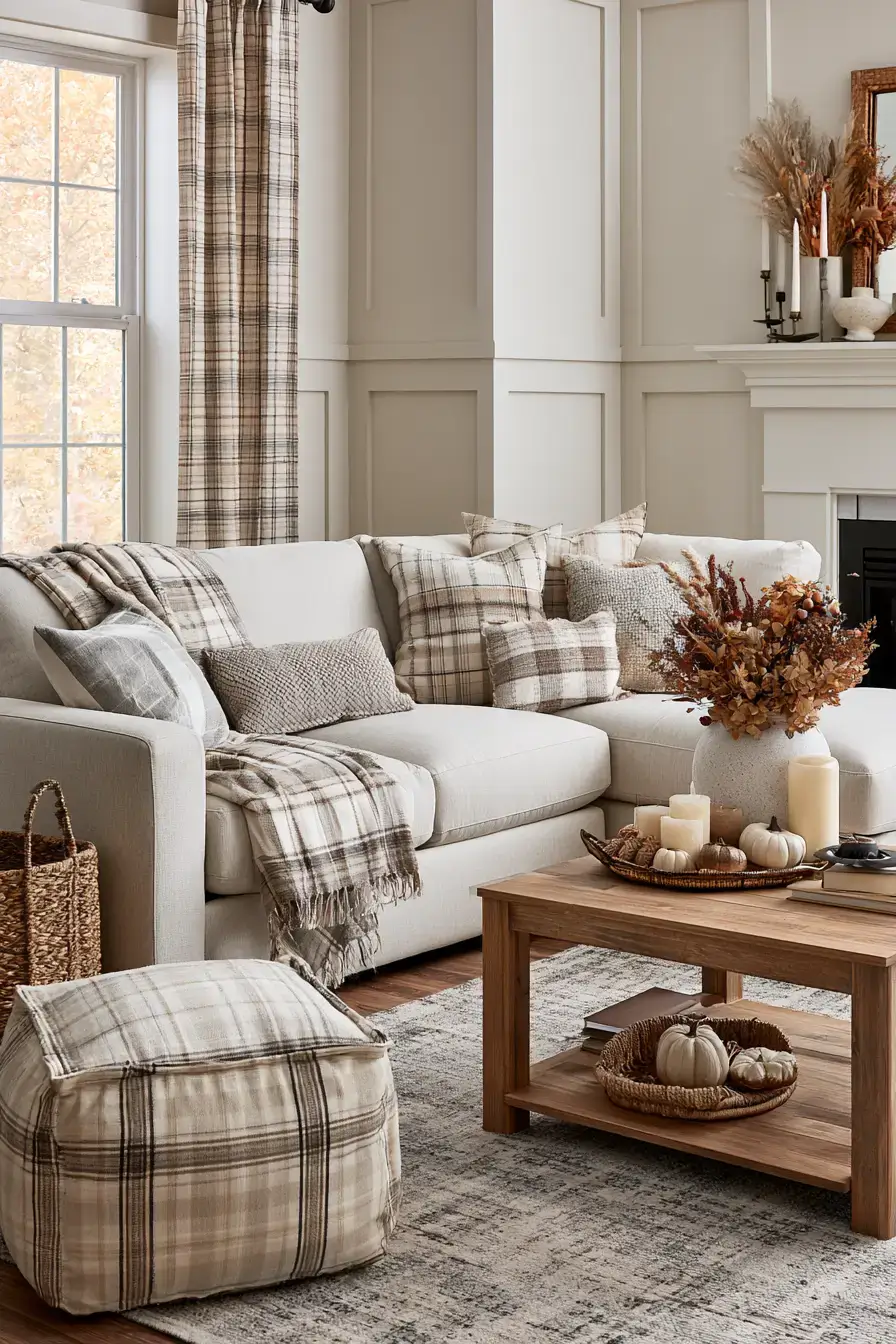 fall apartment decor 13 Soft Plaid Studio