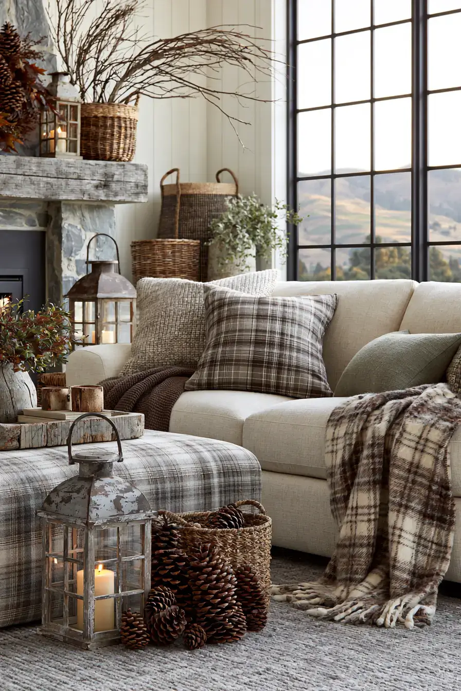farmhouse fall decor 13 Warm Woodland Accents