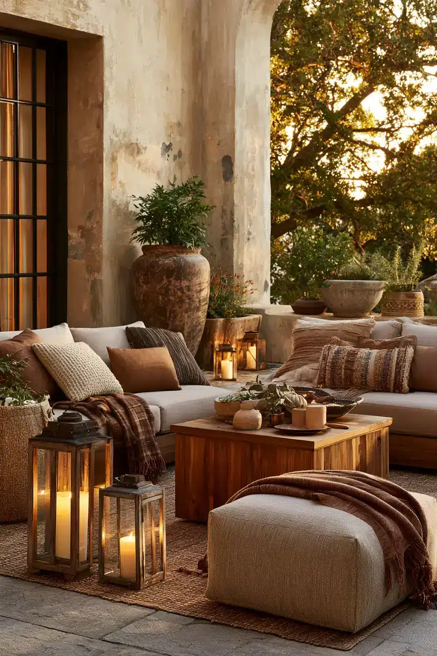 fall outdoor decor 15 Cozy Courtyard Corners