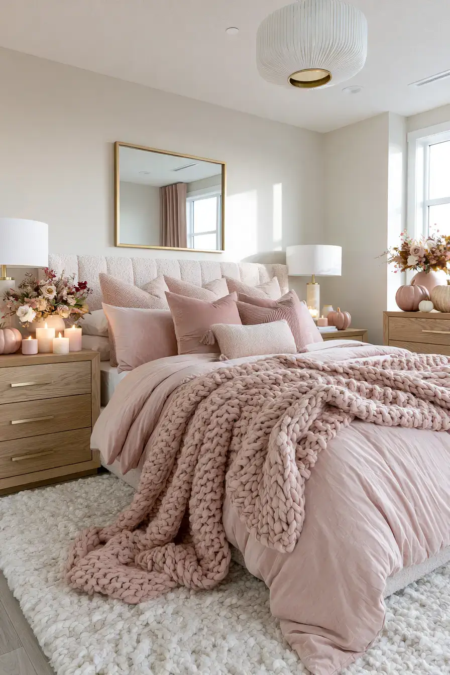 pink fall decor 15 Pink Guest Bedroom