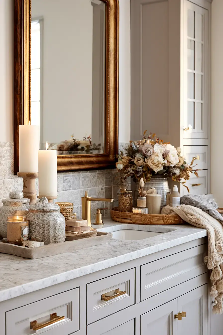 fall bathroom decor 16 Chic Fall Vanity