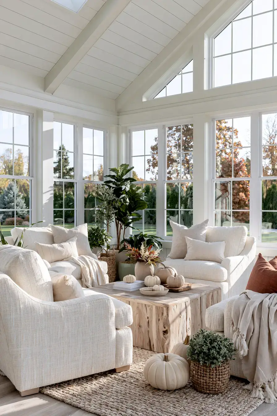 elegant fall decor 16 Cozy Elegant Sunroom