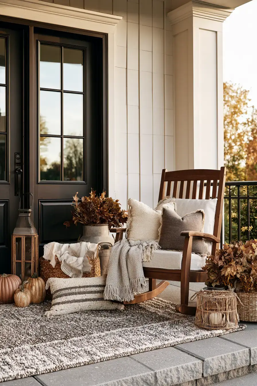 fall porch decor 17 Cozy Rocking Chair