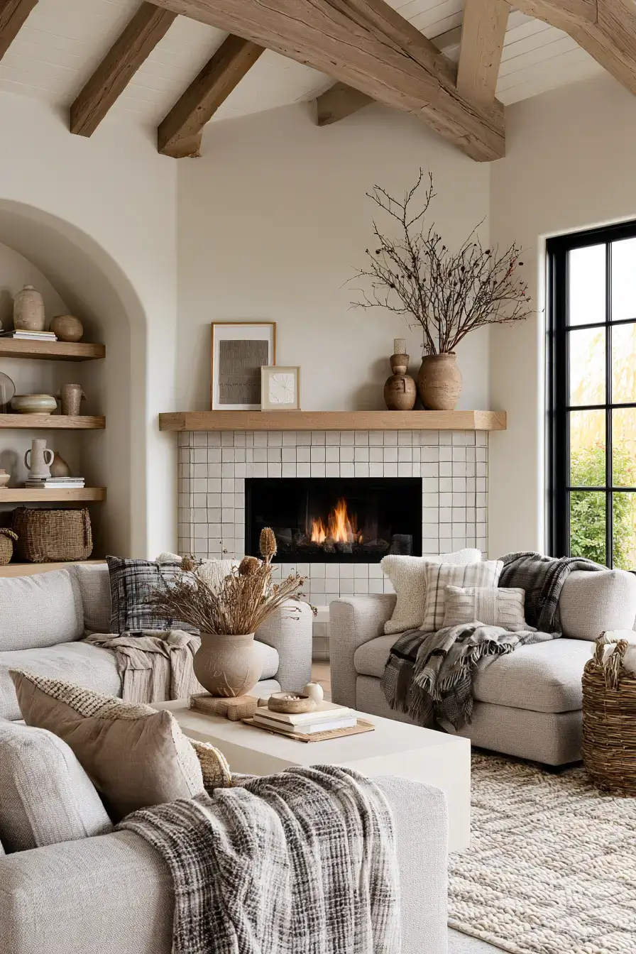 fall living room decor 17 Warm Taupe Sanctuary