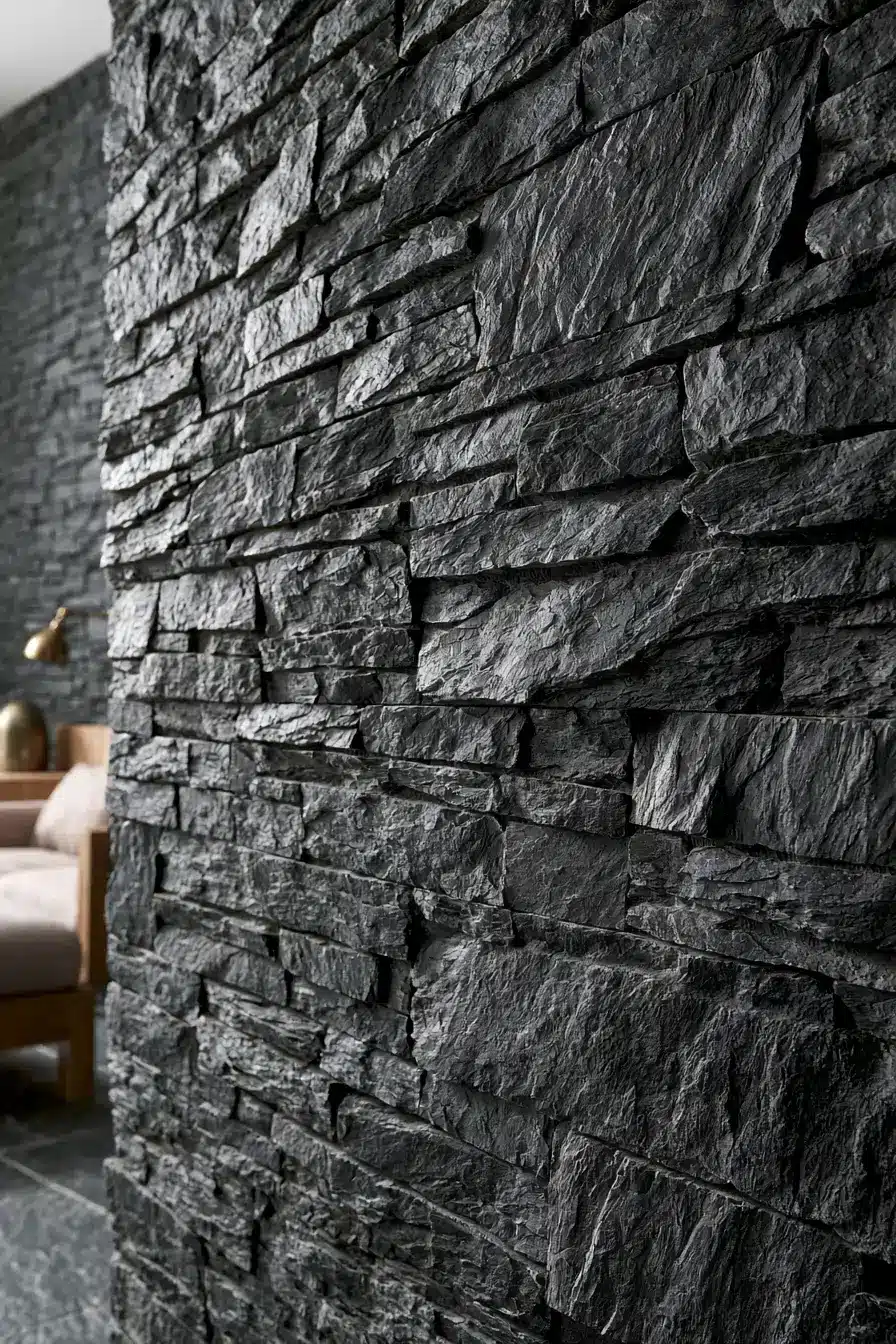 Wall Cladding 18 Charcoal Stone Feature Wall