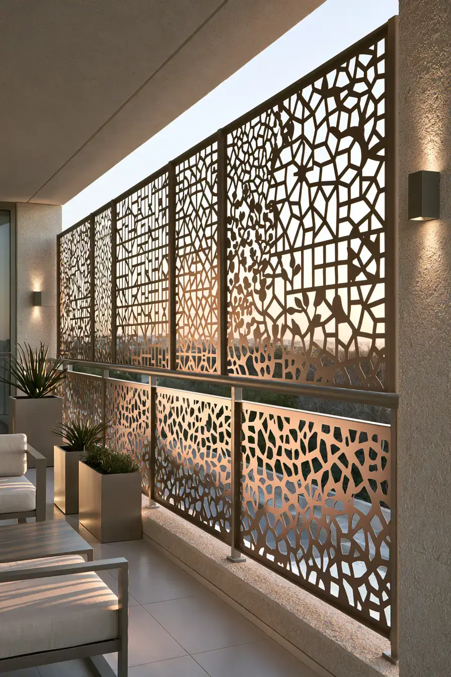 Balcony Railing Design 18 Decorative Metal Panels