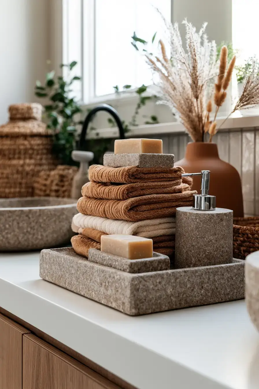 fall bathroom decor 18 Earthy Stone Accents