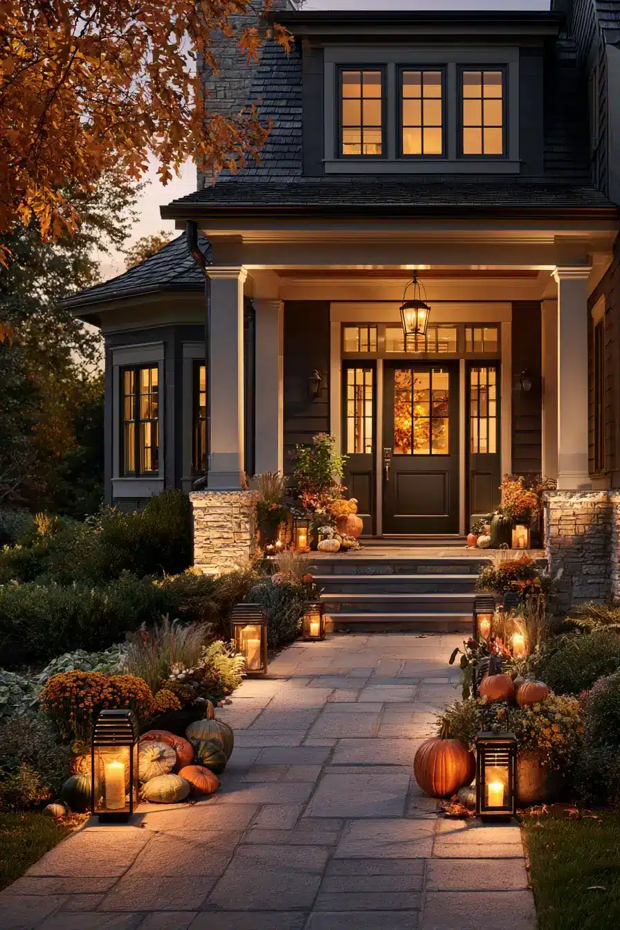 fall porch decor 19 Chic Pumpkin Pathway